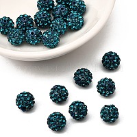 A級ラインストーンビーズ  パヴェボールディスコビーズ  樹脂と陶土  ラウンド  ダークシアン  pp9（1.5mm）  1.6mm  穴：8mm&nbsp;RB-B025-21