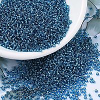MIYUKIラウンドロカイユビーズ  日本製シードビーズ  11/0  （rr25)シルバーライニングカプリブルー  11/0  2x1.3mm  穴：0.8mm  約1111個/10g&nbsp;X-SEED-G007-RR0025