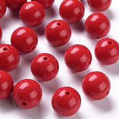 不透明なアクリルビーズ  ラウンド  ファイヤーブリック  20x19mm  穴：3mm  約111個/500g