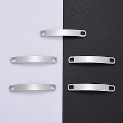 変色防止304ステンレススチールカーブバーリンクコネクター  手動研磨  空白のスタンピングタグ  長方形  ステンレス鋼色  34x5x1.8mm  穴：3.2mm