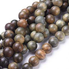 天然石白檀ウッドビーズ連売り  ラウンド  8mm  穴：1.2mm  約51個/連  15.9インチ（40.5cm）