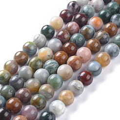 Natural Ocean Jasper Beads Strands&nbsp;G-P075-55-8mm