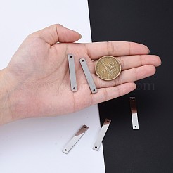 変色しにくい304ステンレススチールリンクコネクター  鏡面研磨仕上げ  空白タグのスタンプ  長方形  ステンレス鋼色  38x6x1.8mm  穴：1.8mm&nbsp;STAS-I140-33A-S