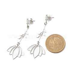 Non-Tarnish 304 Stainless Steel Flower Long Dangle Stud Earrings for Women&nbsp;EJEW-JE05006