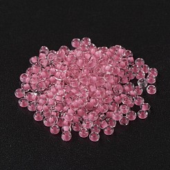 11/0 FGBグレードA透明ガラスシードビーズ  内側の色  フラミンゴ  2.3x1.5mm  穴：1mm  約5300個/50g&nbsp;X-SEED-N001-D-208