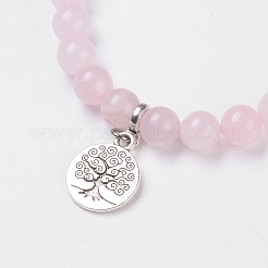 Natural Rose Quartz Stretch Bracelets&nbsp;X-BJEW-JB03771-04