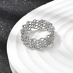 女性用304ステンレススチールオープンカフリング5個  波  ステンレス鋼色  4.5~12mm  17~17.5mm&nbsp;RJEW-K313-02P