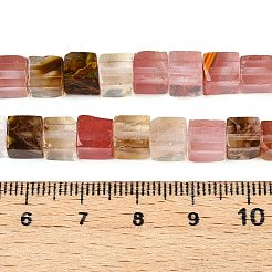 タイガースキンガラスビーズ連売り  キューブ  6~7x6~6.5x6~6.5mm  穴：1mm  約60~61個/連  15~15.366''（38.1~39センチメートル）&nbsp;G-T139-6x6-11A