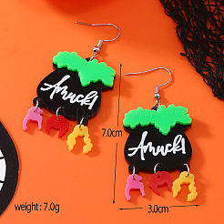 ハロウィンポットのアクリルダングルイヤリング  プラチナ  カラフル  70x30mm&nbsp;FS-WG39DC9-01