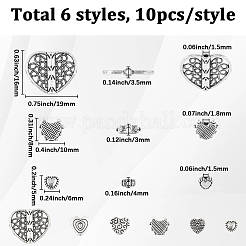 60Pcs 6 Styles Tibetan Style Alloy Beads&nbsp;TIBE-SC0002-44