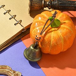 鉄製ハロウィン魔女ベルペンダント装飾  ドアに掛ける飾り  アンティークブロンズ  119mm&nbsp;HJEW-JM02137