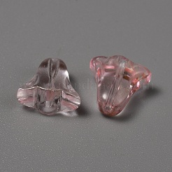 半透明ガラスビーズ  チューリップ  パールピンク  10x10.5x5mm  穴：1.2mm&nbsp;GLAA-WH0038-08B