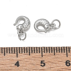 シェグレース フィッシュ 304ステンレススチール S字フック留め具  丸カン付き  ステンレス鋼色  9x6x2.5mm  穴：3mm&nbsp;SA-CBAF1D5-24P