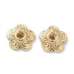 合金ビーズキャップ  長持ちメッキ  5  - 花びらの花  18KGP本金メッキ  7x2mm  穴：1mm&nbsp;PALLOY-A067-01G