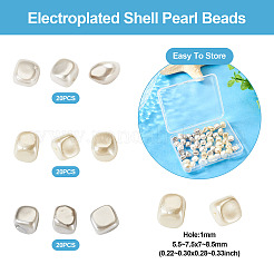 60Pcs 3 Colors Electroplated Shell Pearl Beads&nbsp;BSHE-TA0001-13