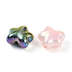 不透明UVメッキアクリルビーズ  虹色の  スター  グリッターパウダー付き  ミックスカラー  18.6x20x11mm  穴：3mm&nbsp;OACR-I015-49