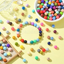 食品グレードの環境に優しい丸型シリコンビーズ200個。  ラウンド  ミックスカラー  9mm  穴：1.4mm&nbsp;SIL-CJ0001-90