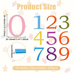 フェルト製の粘着式DIY数字英数字ステッカー  ミックスカラー  38~40x29~30x1mm&nbsp;DIY-WH0933-82
