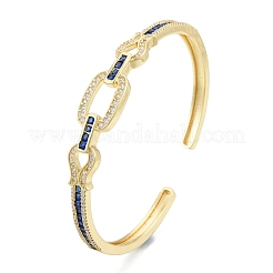 Cubic Zirconia Oval & Fish Open Cuff Bangle&nbsp;BJEW-G651-06G-02
