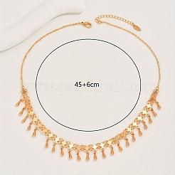 Fashionable Vintage Brass Metal Clover Link Chain Teardrop Tassel Necklaces for Women&nbsp;FJ5274