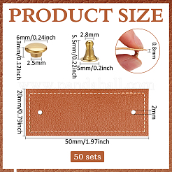 PUレザー衣類用空白ラベル50セット  鉄のリベットで  長方形  チョコレート  20x50x0.8mm  穴：2mm&nbsp;DIY-FG0005-80A
