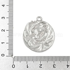 母の日 304 ステンレススチールペンダント  フラットラウンド＆ママ＆ベビーチャーム  ステンレス鋼色  28x24x3mm  穴：1.8mm&nbsp;STAS-D376-22P