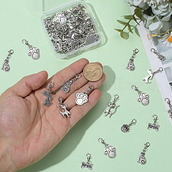 55Pcs 11 Styles Tibetan Style Alloy Kitten Dog Pendant Decorations&nbsp;HJEW-PH02309