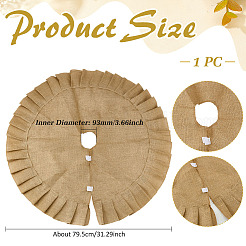 Linen Christmas Tree Skirt Bottom Decoration with Ruffle Edge&nbsp;AJEW-WH0314-912