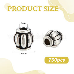 チベット銀スペーサービーズ  バレル  アンティークシルバー  4mm  穴：1mm  750個/セット&nbsp;TIBEB-PH0004-33AS