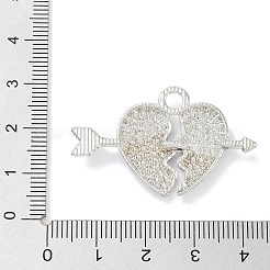 合金ラインストーンペンダント  ハートを貫く矢のチャーム  プラチナ  24x39x4mm  穴：3mm&nbsp;ALRI-S001-10P