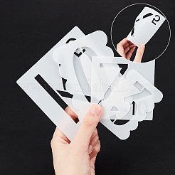 プラスチック製図用ステンシル  図面スケールテンプレート  DIYスクラップブッキング用  文字a〜zおよび番号0~9  ホワイト  72シート/セット&nbsp;DIY-PH0026-50