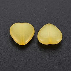 透明なアクリルビーズ  染め  ハート  ゴールド  13.5x14x6mm  穴：1.5mm  約775個/500g&nbsp;TACR-S154-54E-07