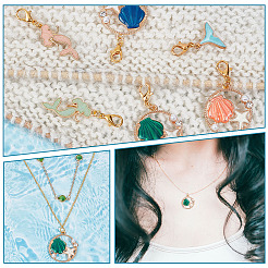 Ocean Theme Mermaid/Shell Pendant Stitch Markers&nbsp;HJEW-AB00417