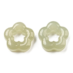 天然Hetian翡翠リンクリング  花のチャーム  12~14x3.8~5mm&nbsp;G-A214-01