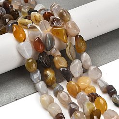 天然石ボツワナアゲートビーズ連売り  ナゲット  タンブルストーン  7~13x4.5~10x4.5~10mm  穴：1.2mm  約44~46個/連  15.08~16.14インチ（38.3~41cm）&nbsp;G-P497-01E-18