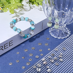450 個 9 スタイル チベット スタイル合金ビーズ キャップ  花  アンティークシルバー  7~10x2~3mm  穴：1~2mm  50個/スタイル&nbsp;FIND-BM0001-31