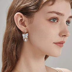 20Pcs Bowknot Brass Micro Pave Clear Cubic Zirconia Earring Hooks&nbsp;ZIRC-GO0001-02