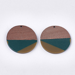 Tri-color Resin & Walnut Wood Pendants&nbsp;RESI-S358-75A