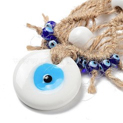 Flat Round with Evil Eye Glass Pendant Decorations&nbsp;EVIL-PW0002-18A-01
