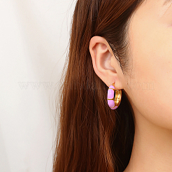 304 Stainless Steel Enamel Hoop Earrings for Women&nbsp;AU7915-1
