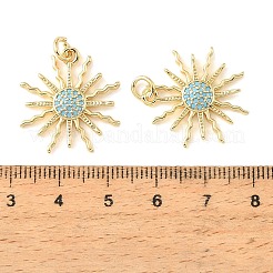 Brass Micro Pave Sky Blue Cubic Zirconia Pendants&nbsp;CU-CBA6938-04G-05