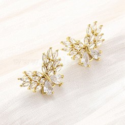 Brass Micro Pave Cubic Zirconia Stud Earrings Findings&nbsp;EJEW-F373-04G