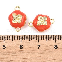 真鍮エナメルマグネットクラスプ  花  18KGP本金メッキ  15.5x11x7.5mm  穴：1.6mm&nbsp;KK-C066-19G