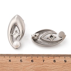 304 Stainless Steel Shell Pearl Stud Earrings&nbsp;EJEW-U051-08P