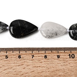 Natural Tourmalinated Quartz/Black Rutilated Quartz Beads Strands&nbsp;G-D365-A02