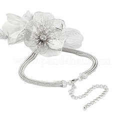 Flower Alloy Rhinestone Pendant Necklaces for Women&nbsp;NJEW-Z043-02P