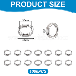 1000Pcs 304 Stainless Steel Split Rings&nbsp;STAS-UN0064-15