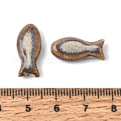 ヴィンテージの手作り磁器ビーズ  魚  ファンシーアンティーク施釉磁器  サドルブラウン  19.5x9x6mm  穴：5mm&nbsp;PR-CBA64B6-11C