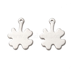 変色しない201ステンレススチールペンダント  レーザー切断  クローバー  ステンレス鋼色  20x15.5x1mm  穴：1.4mm&nbsp;STAS-I172-10P