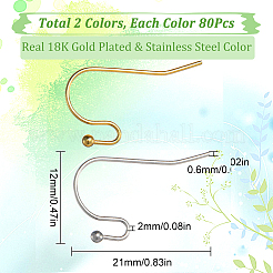 160Pcs 2 Style 316 Surgical Stainless Steel Earring Hooks&nbsp;STAS-SC0005-38